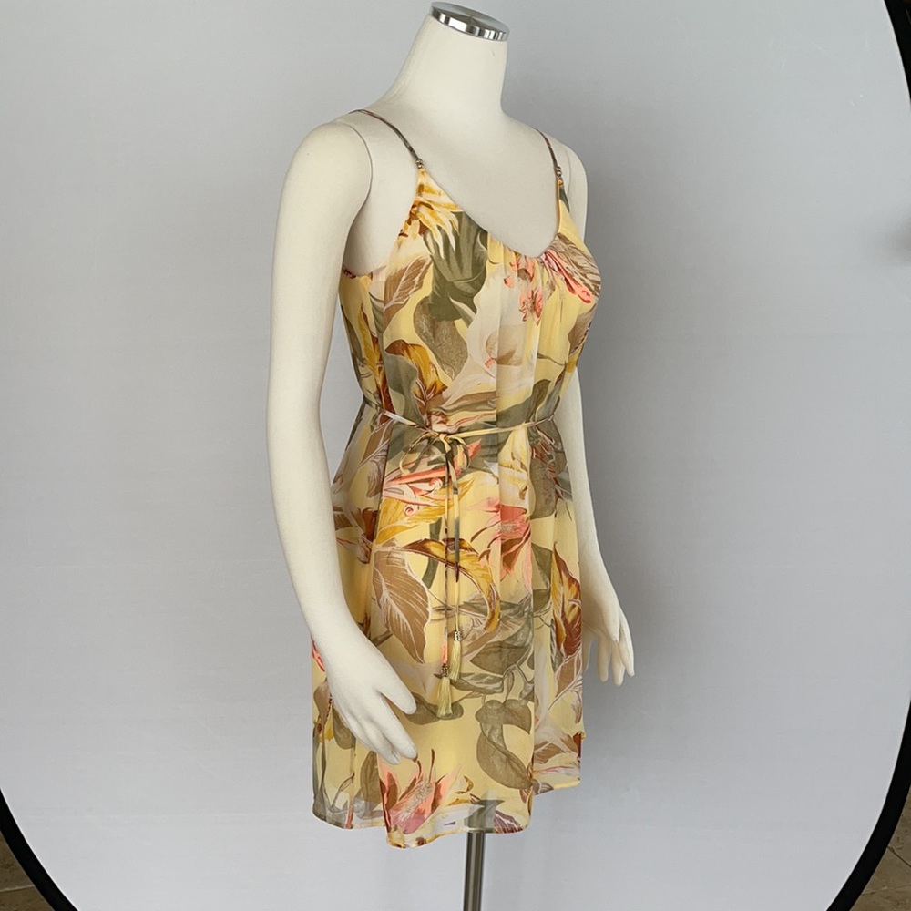NWOT WHBM Yellow Tropical Print Slip Dress Size 0 - Picture 3 of 15